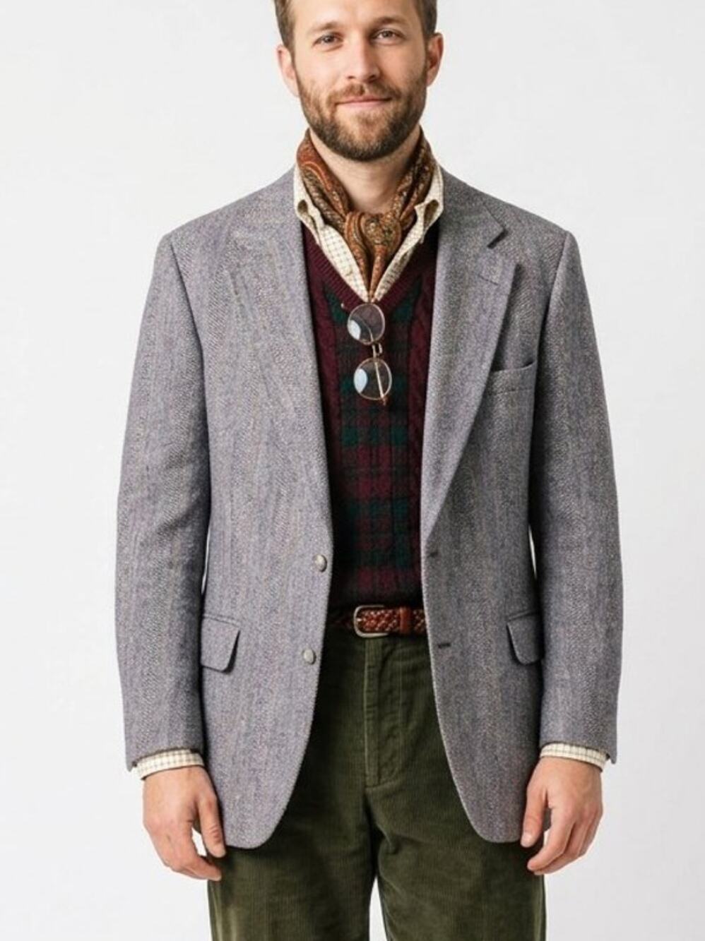 Vintage John Alexander Herringbone Tweed Blazer Sport Coat May D&F L